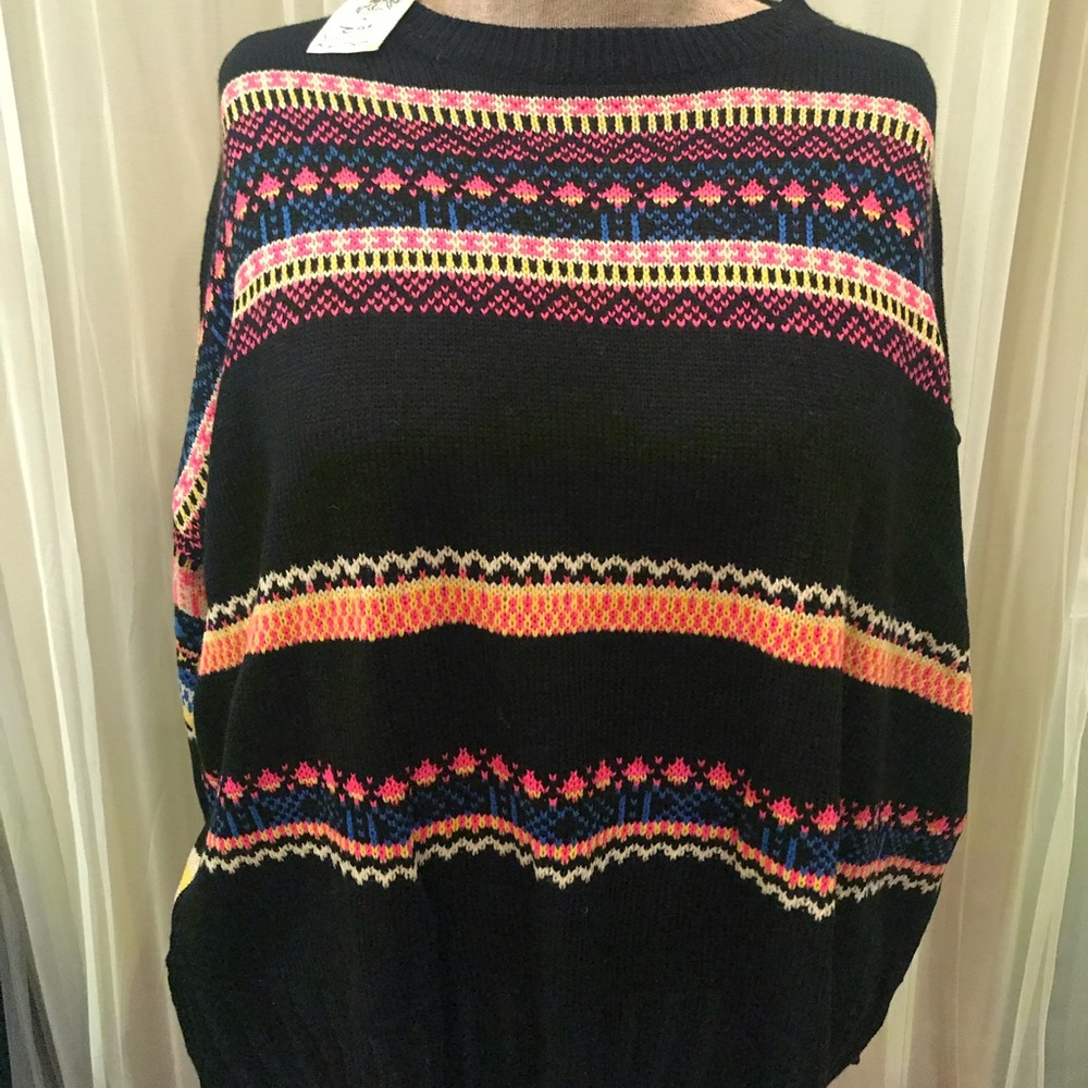 Easel Multicolor Patterned Crew Neck Sweater - image 2